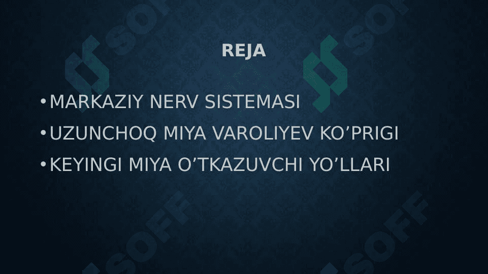 UZUNCHOQ MIYA VA O’RTA MIYA. BOSH MIYA TURLI BO’LIMLARINING FAOLIYATI 2