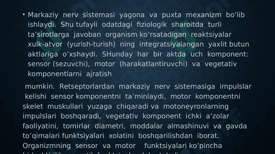 UZUNCHOQ MIYA VA O’RTA MIYA. BOSH MIYA TURLI BO’LIMLARINING FAOLIYATI 3