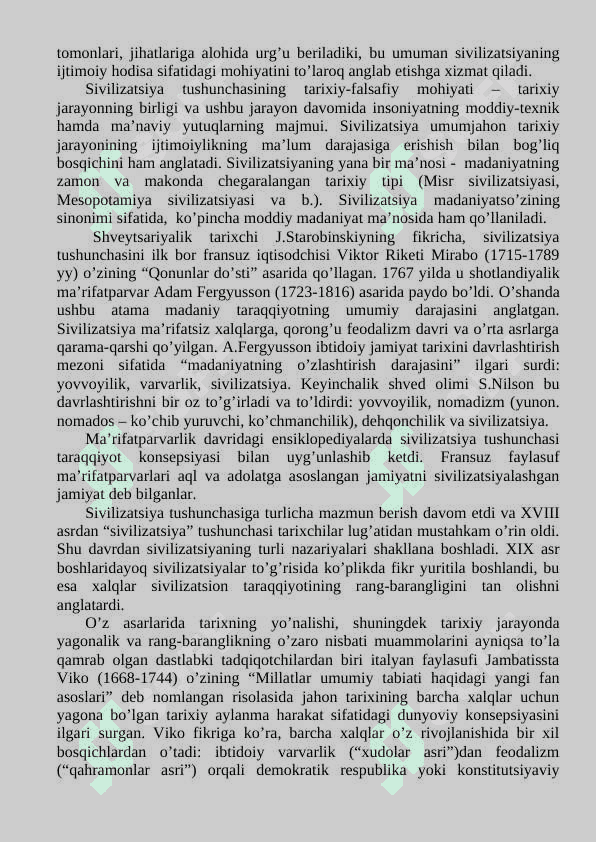 Sivilizatsiya tushunchasi. Uning ta’rifi va o’ziga xos sifatlari 2 2