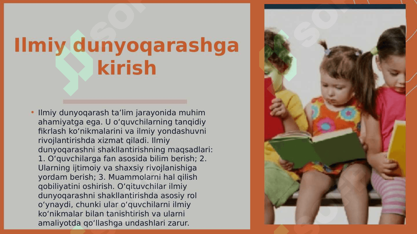 Taʼlim - tarbiya jarayonida ilmiy va umuminsoniy dunyoqarashni shakllantirish. Pedagogik kasbiy kompetenlik va kreativlik 3