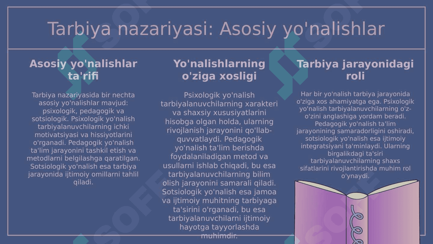 Tarbiyaga taʼsir etuvchi omillar. Tarbiya nazariyasi va tarbiya turlari 4