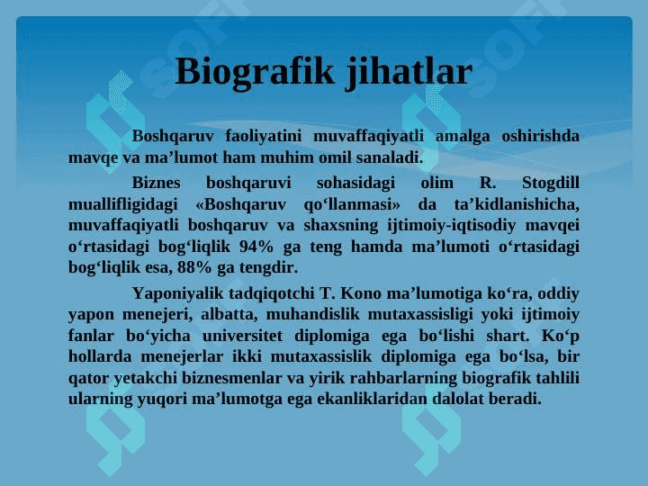 TASHKILOT VA ISHLAB CHIQARISH KORXONALARINING  RAHBAR IMIDJI. 6