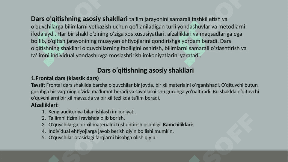 Dars o‘qitishning asosiy shakli sifatida 3