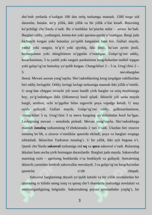 SHO’RADOSHLAR (Chenopodiaceae) oilasi 3