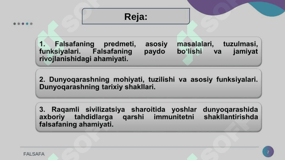 Falsafa va uning jamiyat hayotidagi roli. 2