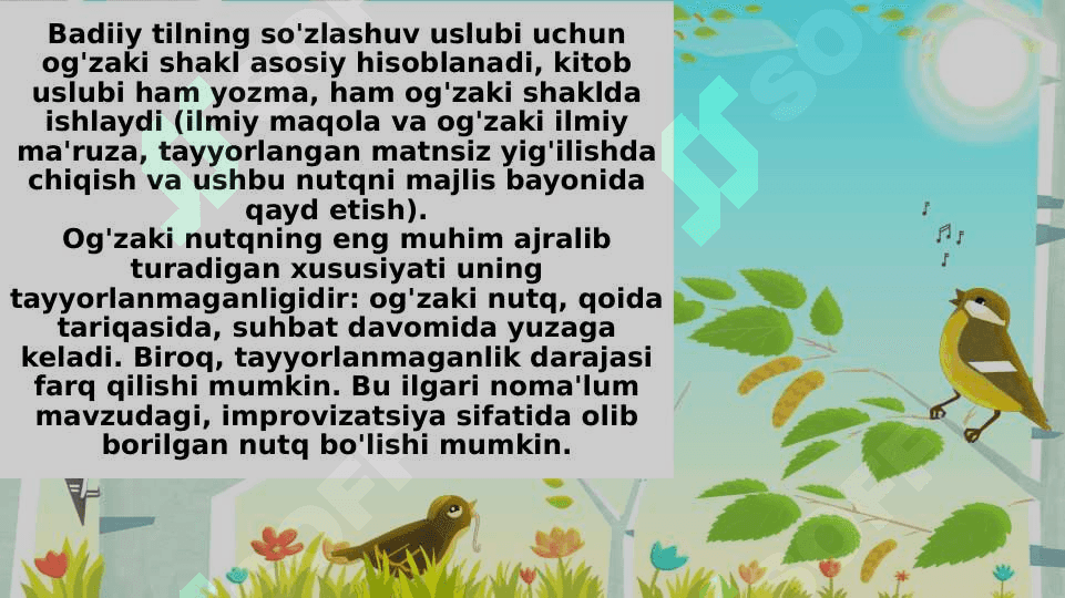 Yozma va og'zaki uslub va uning xususiyatlari 4