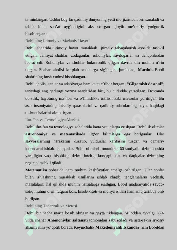 Bobil – qadimgi sivilizatsiya o‘chog‘i mavzusida Esse 4