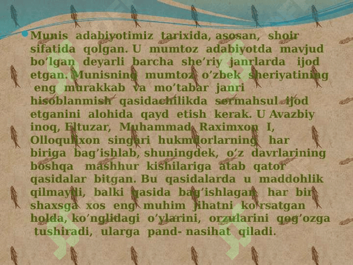 MUNIS UL USHSHOQ DEVONI HAQIDA 7