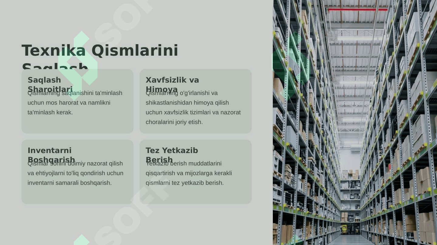Tehnika qisimlarini tashish va sotishni optimallashtirish 4