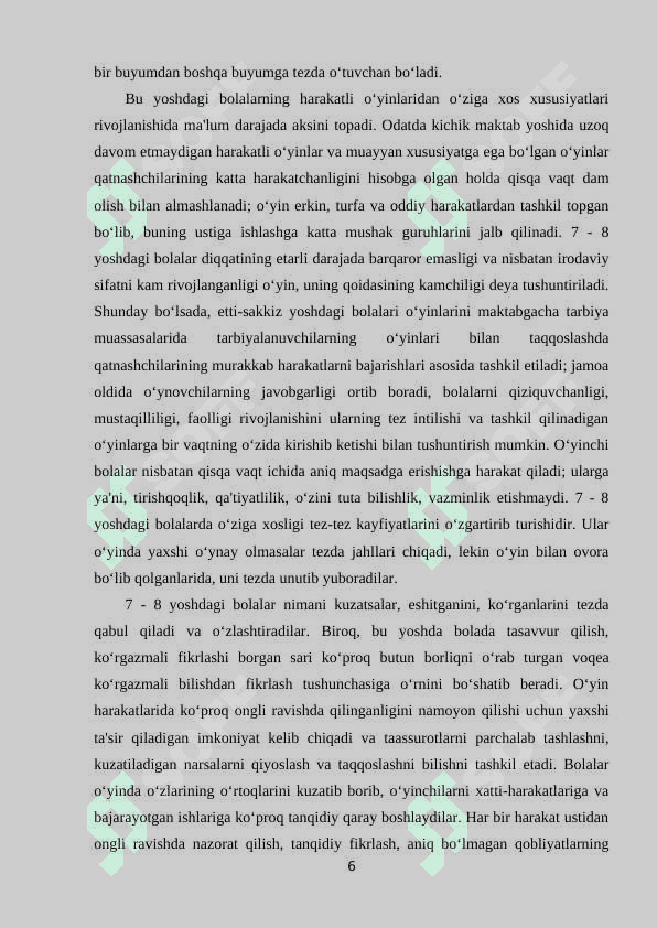 Harakatli o'yinlar bolalar har tomonlama rivojlanishining vositasi 6