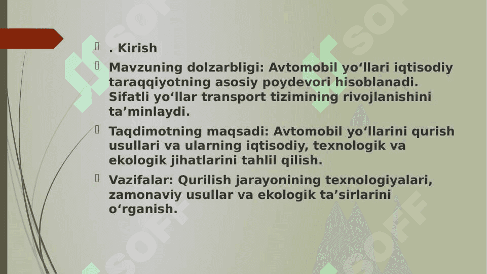 Chet el avtomobil yoʻllarini qurish usullari tahlil qilish 2