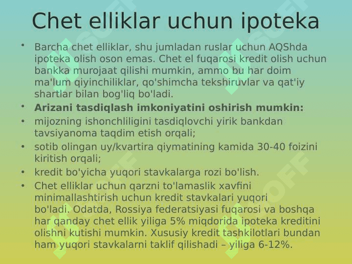 Kredit shartlari bo'yicha AQSH ipoteka kreditlari bozorining tuzilishi va dinamikasi 7