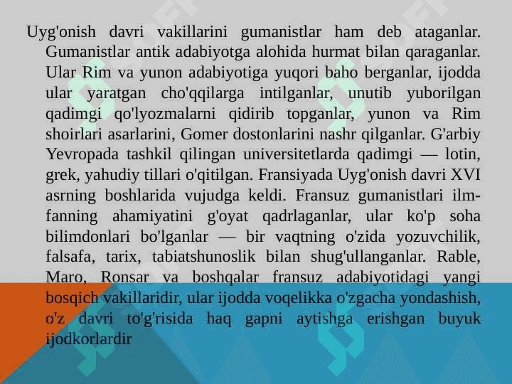 Yangi davr fransuz adabiyoti mavzusida ma’lumotlar jadval 3