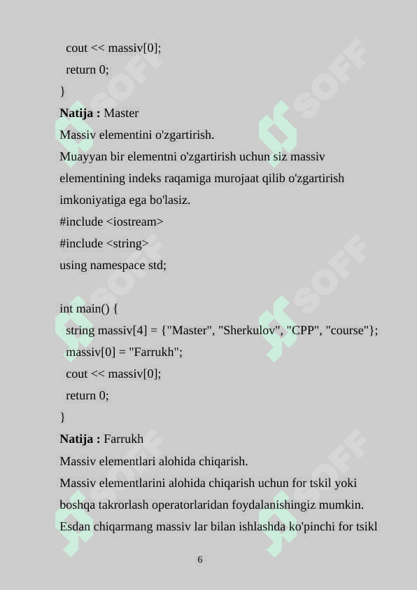 C++da  matritsa izini hosil qilish algoritmlari va dasturlari 6
