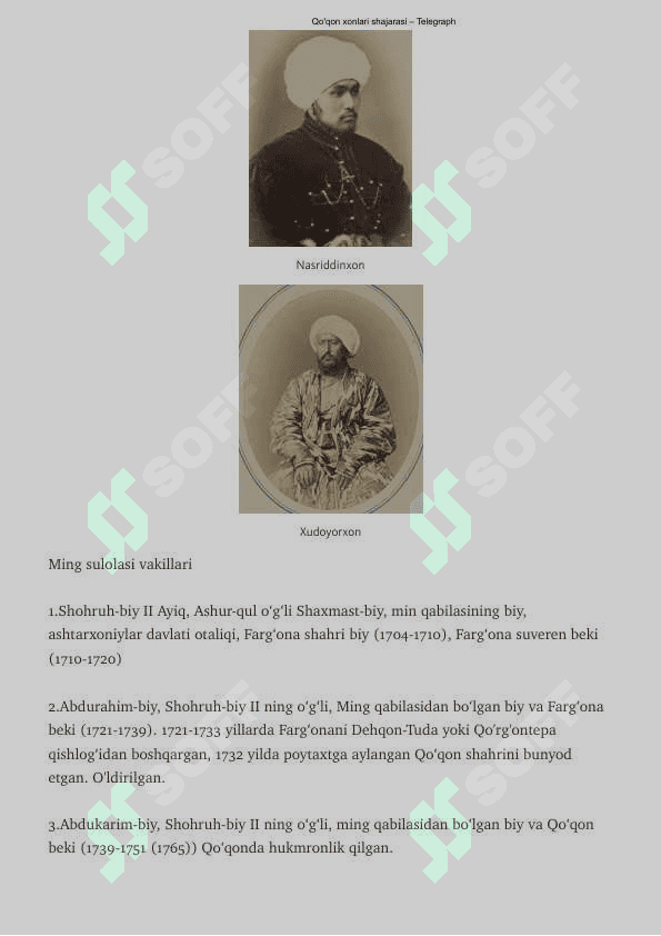 Qo’qon xonlari shajarasi 3