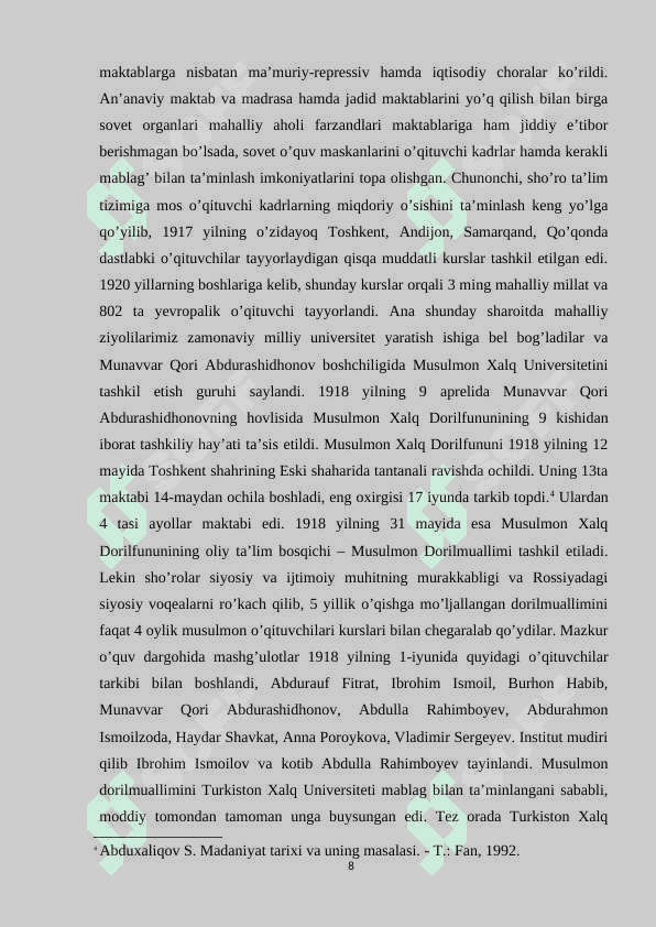 O‘ZBEKISTONDA 1920-1930 YILLARDA MADANIY, IJTIMOIY-IQTISODIY HAYOT 8