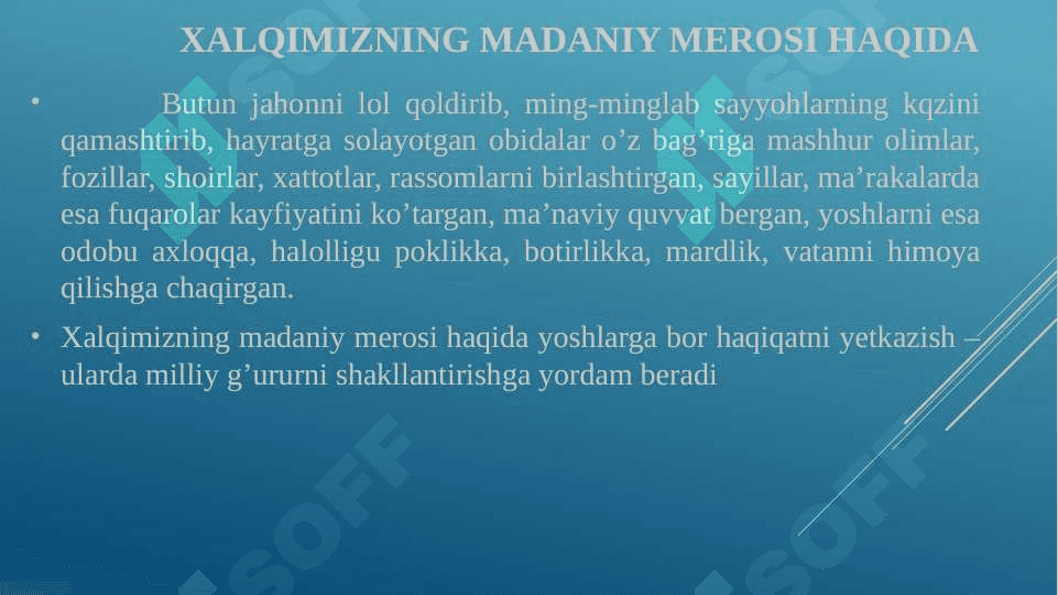 Muzeylar tarixiy xotirani jonlantirishga omili 7