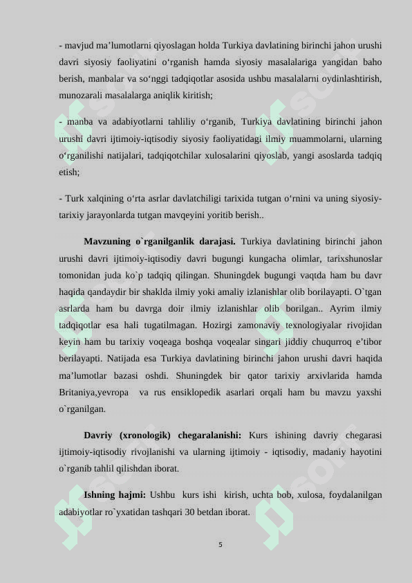 turkiya birinchi jahon urushida 5