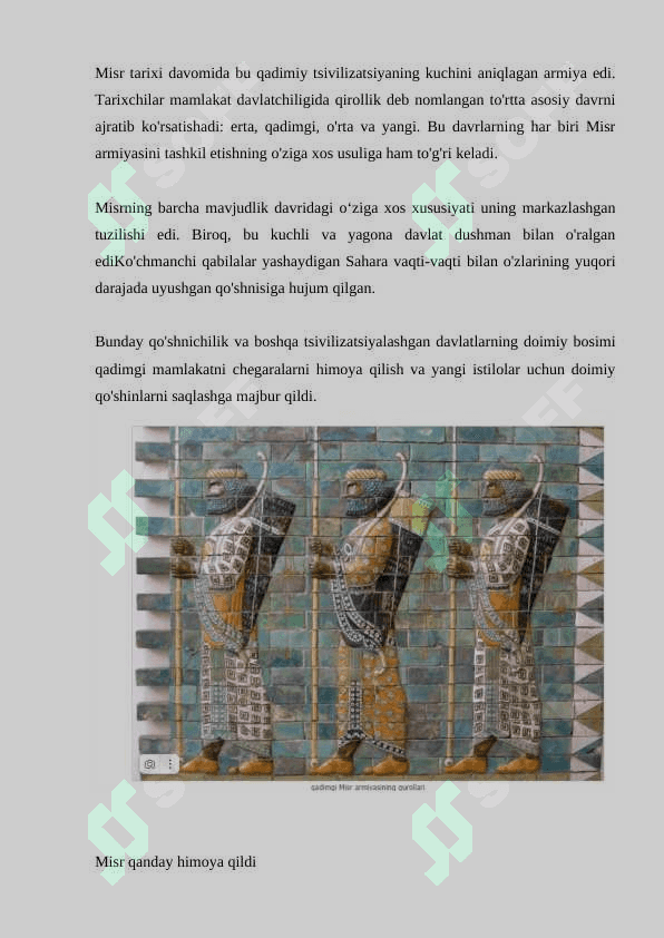 Eng qadimgi davlatlar armiyasida qurollanish mavzusida ijodiy ish 2