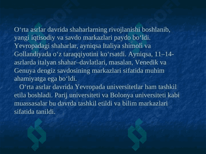 OʻRTA ASRLAR TARIXI 7