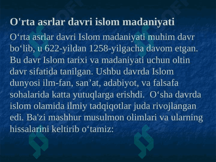 OʻRTA ASRLAR TARIXI 8