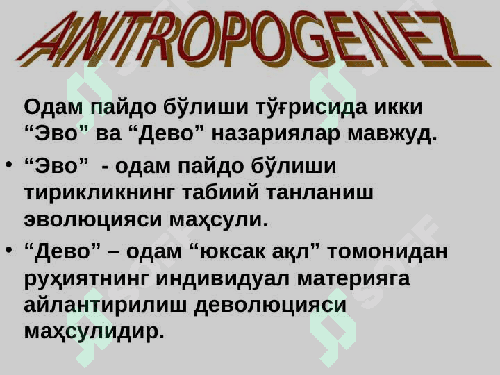 Antropogenez jarayoni va uning asosiy bosqichlari 4