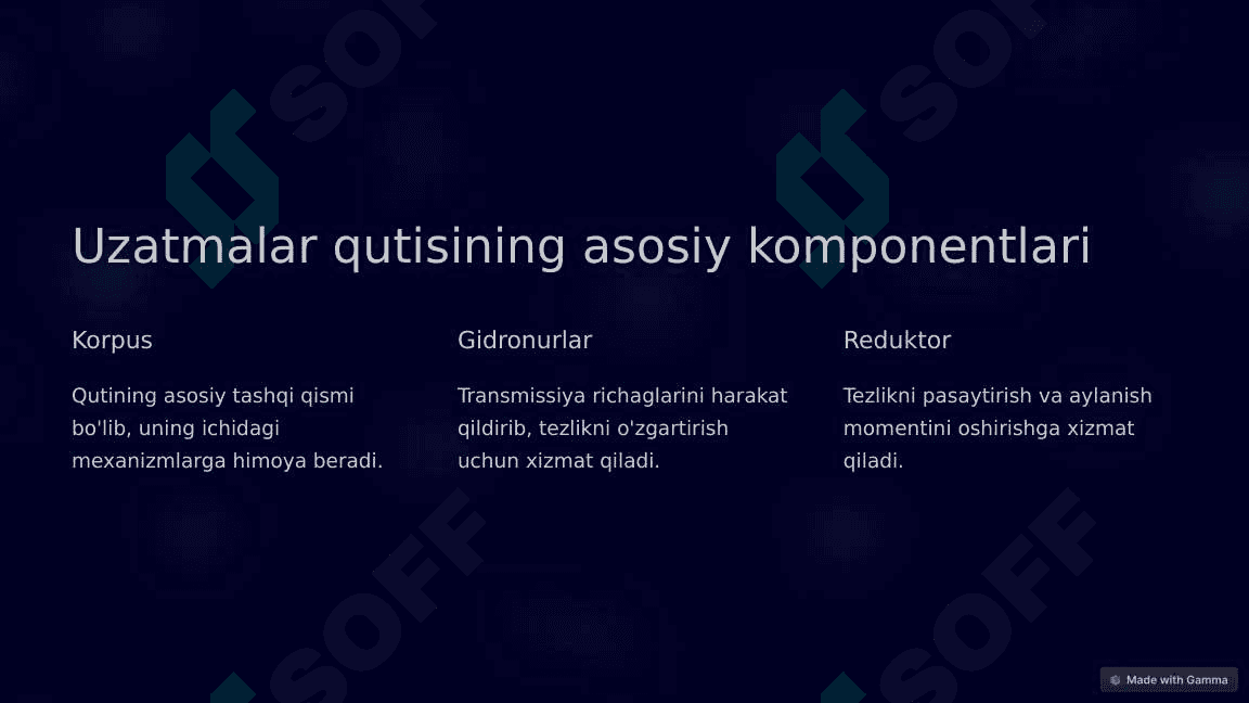 Uzatmalar qutisining tuzilishi 2