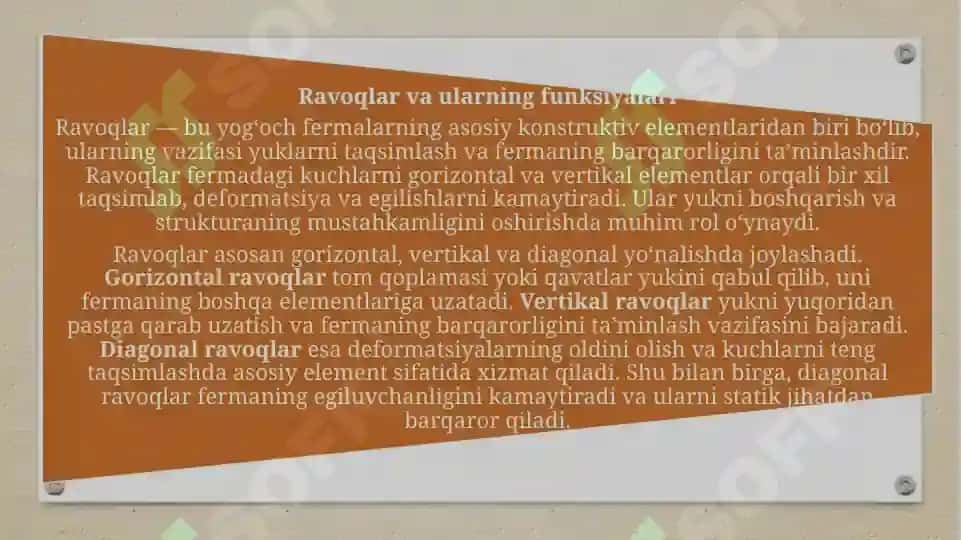 Yog'och ferma va ravoqlarni hisoblash va loyihalash 6
