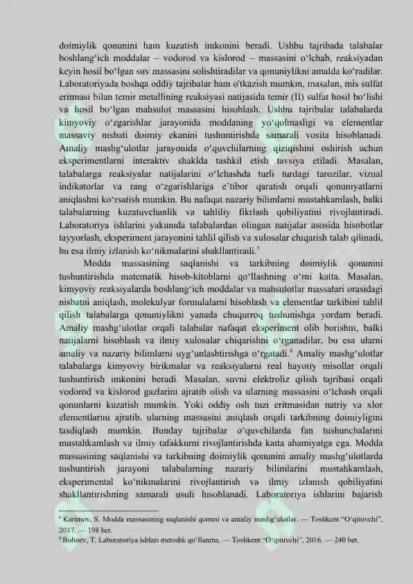 Modda massasining saqlanishi va tarkibning doimiylik qonuni amaliy mashg'ulotlarda 4