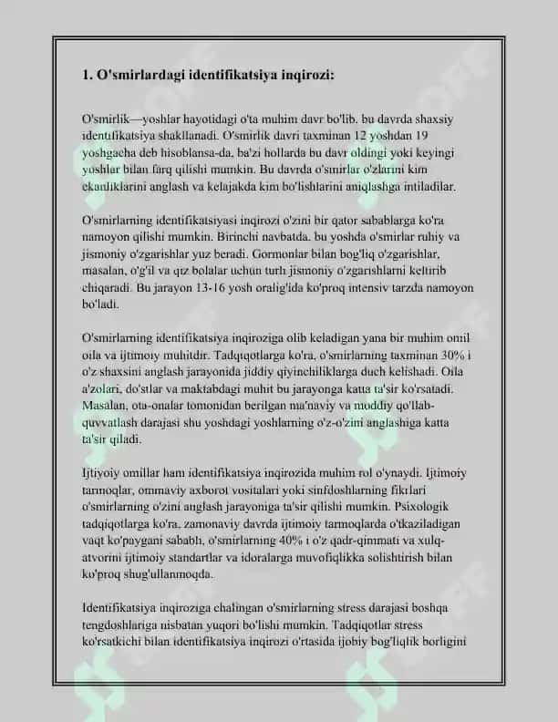 OʻSMIRLIK DAVRI INQIROZI VA UNING PSIXOLOGIK , PSIXOFIZOLOGIK SABABLARI 3