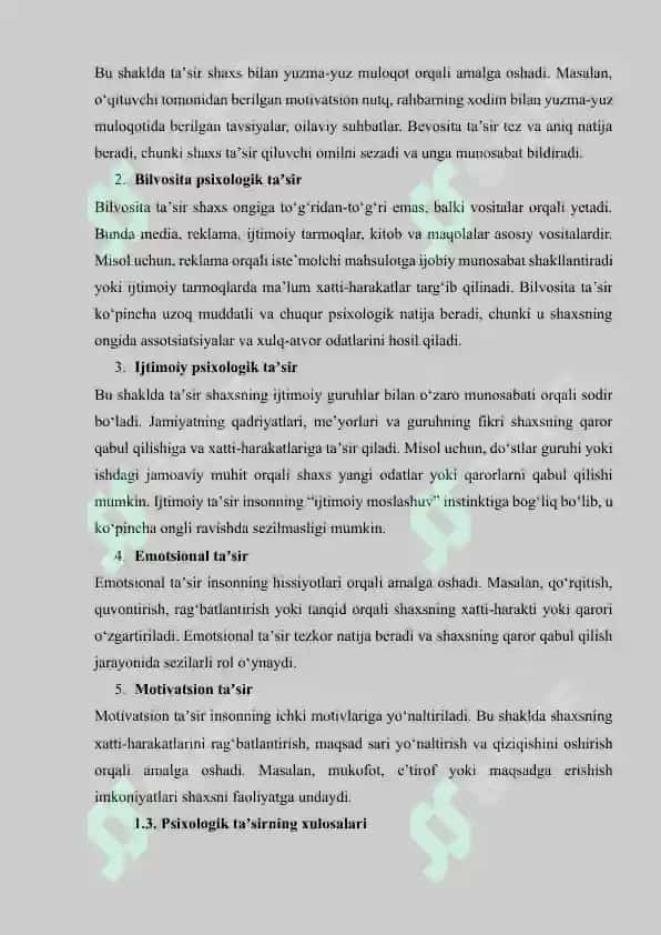 Psixologik ta'sirning turli yo'nalishlaridagi dasturlashuv 5