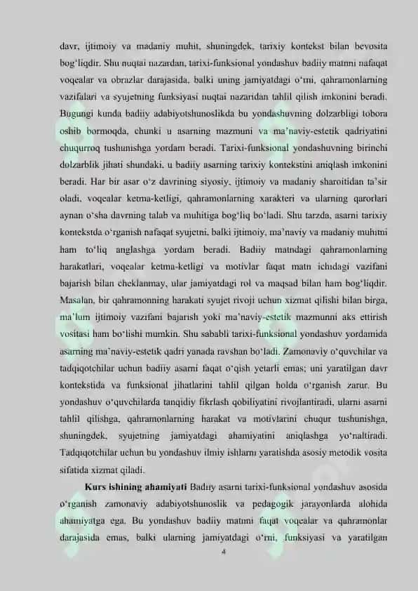 Badiiy asarni o'rganishda tarixi funksional yondashuv 4