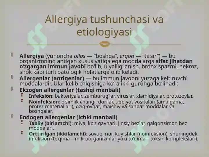 Allergik kasalliklari (anafilaktik shok, Kvinki Shishi, Allergik xeylit, allergic glossit) 4