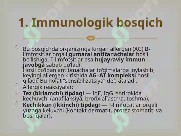 Allergik kasalliklari (anafilaktik shok, Kvinki Shishi, Allergik xeylit, allergic glossit) 6