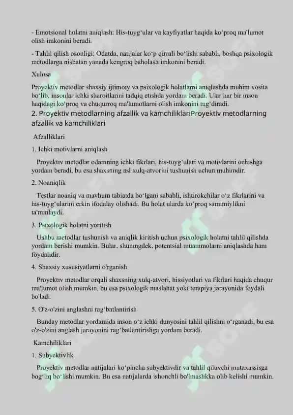Proyektiv metodlar 2