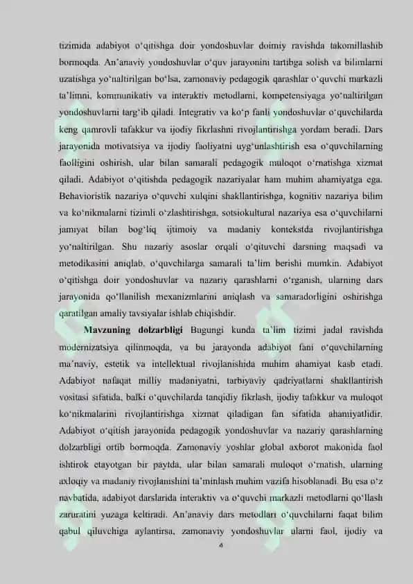 Adabiyot oʻqitishga doir yondoshuvlar va nazariy qarashlar 4
