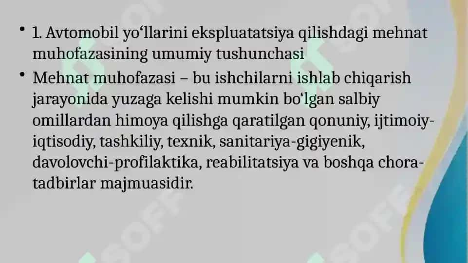 avtomobil yoʻllarini ekspluatatsiya qilishda mehnat muhofazasi va xafvszlik texnikalari 2