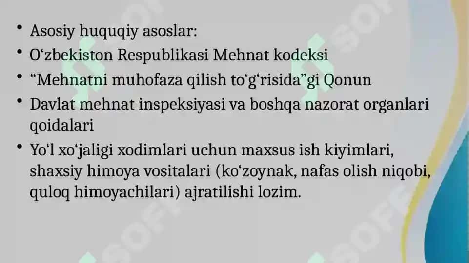 avtomobil yoʻllarini ekspluatatsiya qilishda mehnat muhofazasi va xafvszlik texnikalari 4