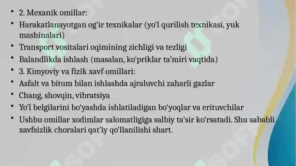 avtomobil yoʻllarini ekspluatatsiya qilishda mehnat muhofazasi va xafvszlik texnikalari 6