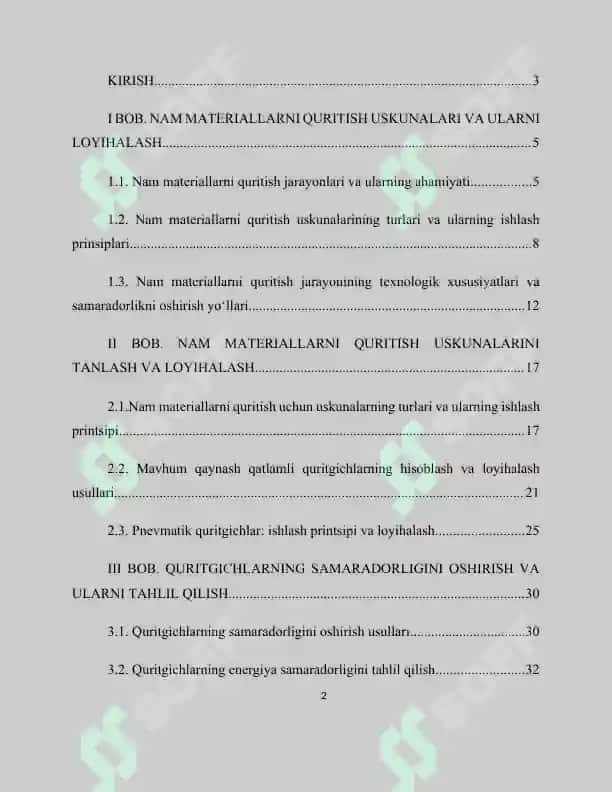 NAM MATERIALLARNI QURITISH USKUNALARI VA ULARNI LOYIHALASH 2