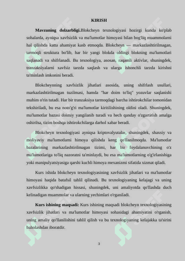 BLOKCHEYN TEXNOLOGIYASINING XAVFSIZLIK JIHATLARI VA MA'LUMOTLAR HIMOYASI. 3
