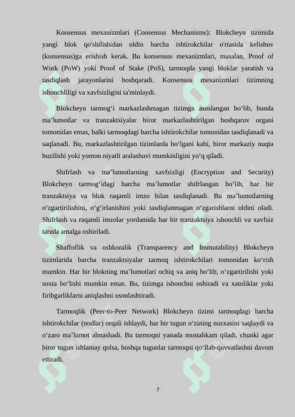BLOKCHEYN TEXNOLOGIYASINING XAVFSIZLIK JIHATLARI VA MA'LUMOTLAR HIMOYASI. 7