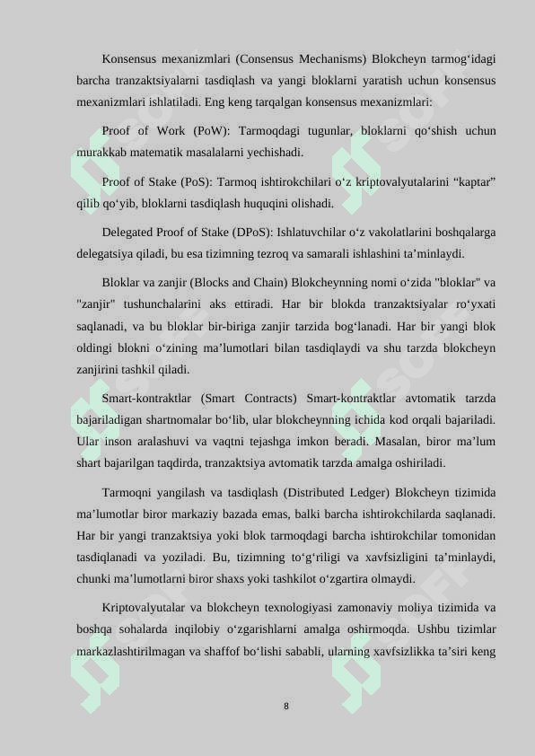 BLOKCHEYN TEXNOLOGIYASINING XAVFSIZLIK JIHATLARI VA MA'LUMOTLAR HIMOYASI. 8