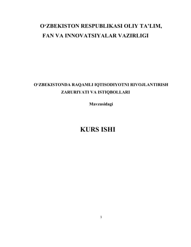 O‘ZBEKISTONDA RAQAMLI IQTISODIYOTNI