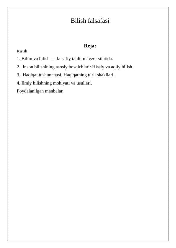 Bilish falsafasi