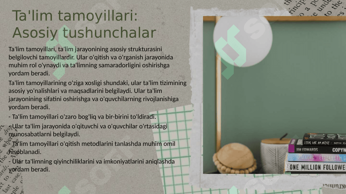 Ta'lim tamoyillari va qoidalari. Dars- ta'limning asosiy shakli sifatida 3