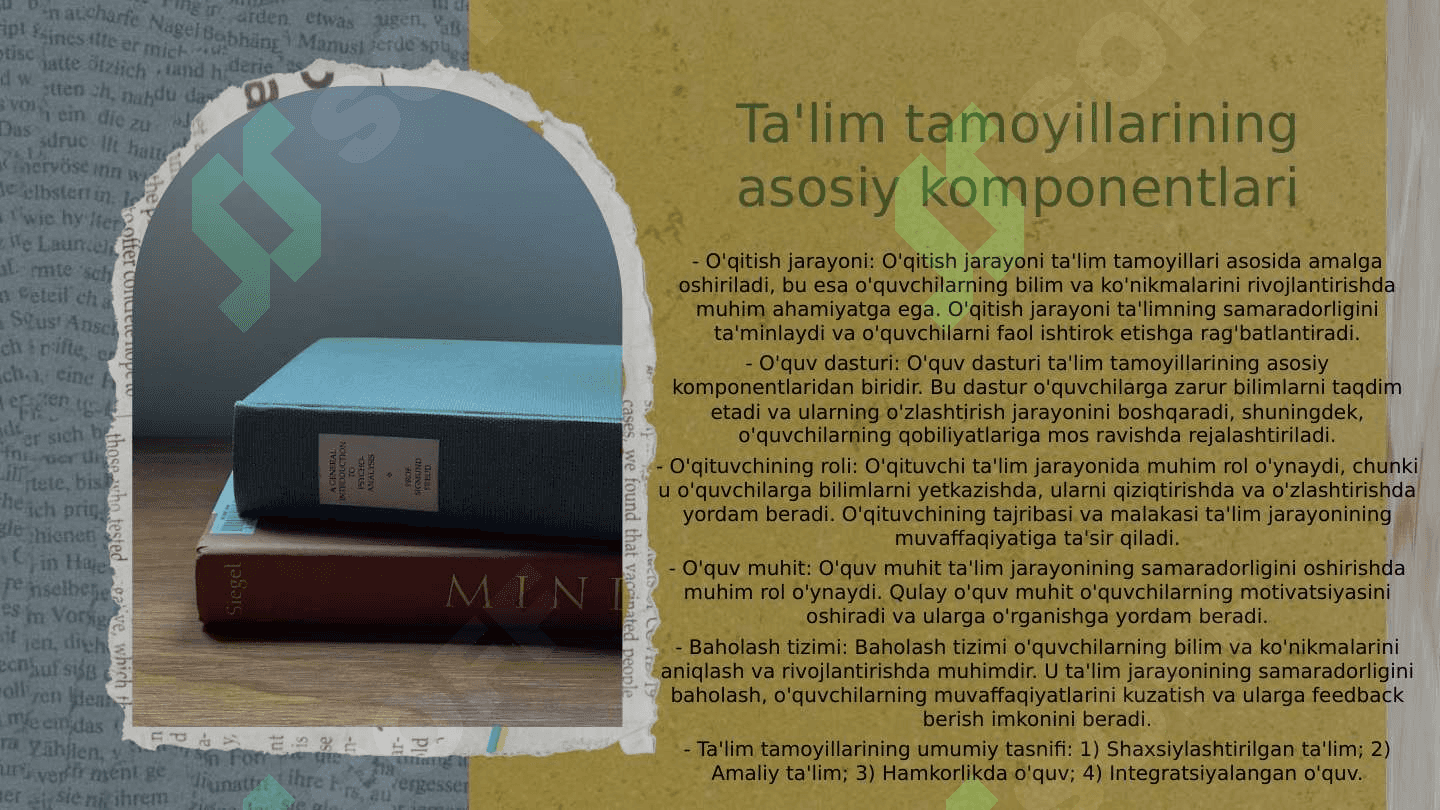 Ta'lim tamoyillari va qoidalari. Dars- ta'limning asosiy shakli sifatida 5