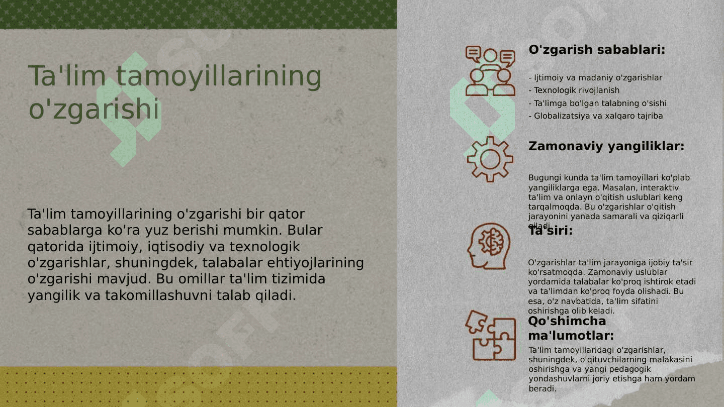 Ta'lim tamoyillari va qoidalari. Dars- ta'limning asosiy shakli sifatida 6