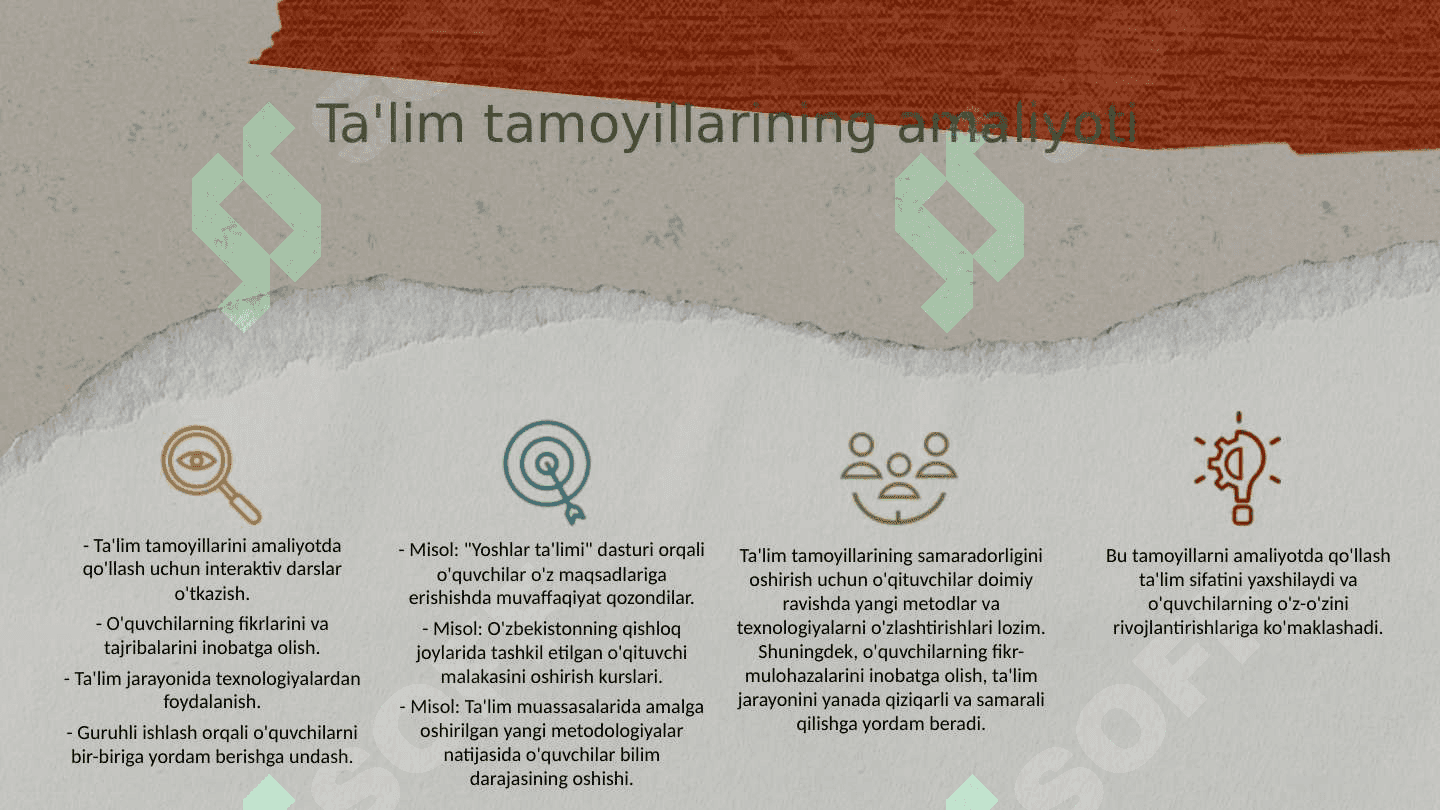 Ta'lim tamoyillari va qoidalari. Dars- ta'limning asosiy shakli sifatida 7