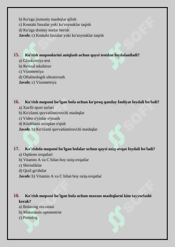 Ko‘rishda nuqsoni bo‘lgan bolalar (TEST) 4